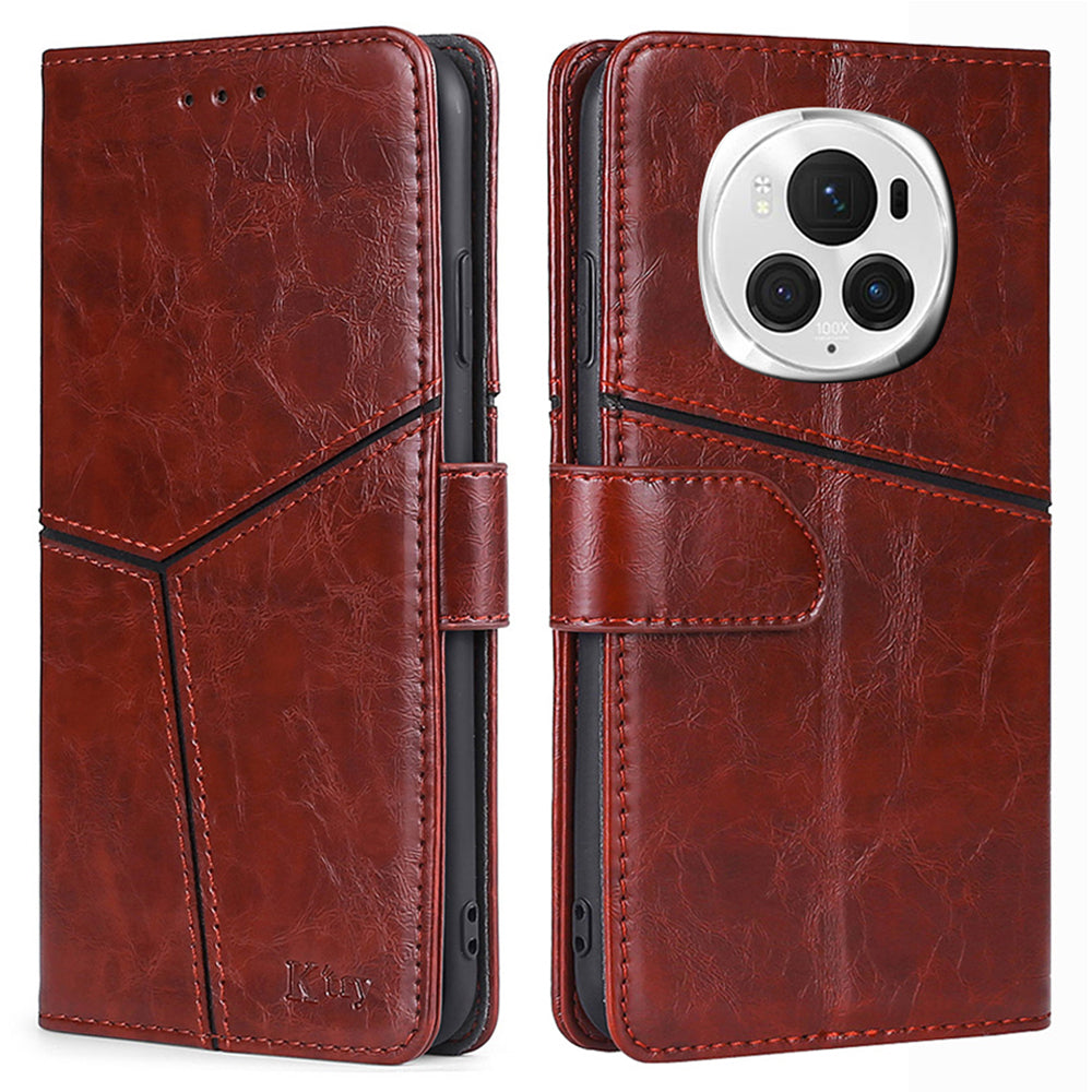 For Honor Magic6 Pro 5G Leather Case Geometric Splicing Phone Cover with Wallet For Honor Magic6 Pro 5G Leather Case Geometric Splicing Phone Cover with Wallet